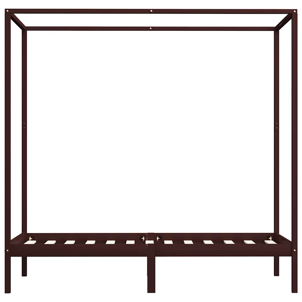 Himmelbett-Gestell Dunkelbraun Massivholz Kiefer 100 x 200 cm