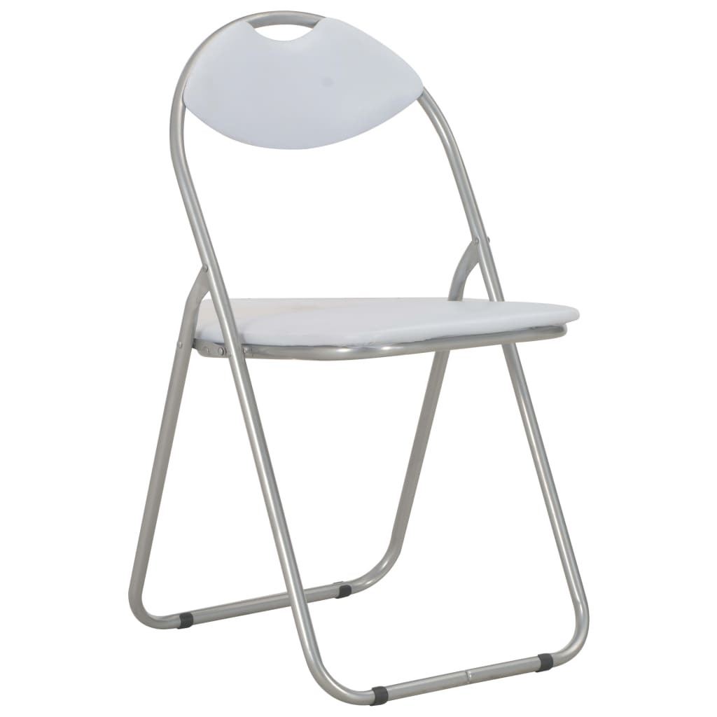 Klappstühle, 2 Stück, weißes Kunstleder