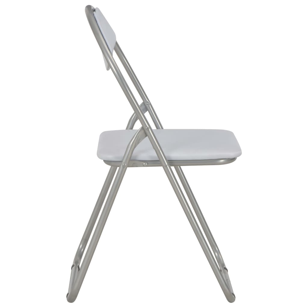 Klappstühle, 6 Stück, weißes Kunstleder