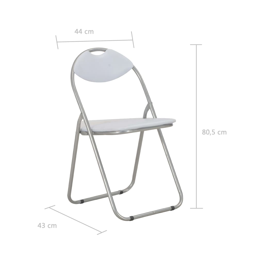 Klappstühle, 6 Stück, weißes Kunstleder
