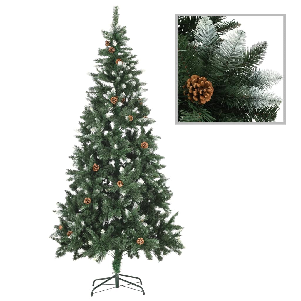 Künstlicher Weihnachtsbaum Kiefernzapfen Weißem Glitzer 210 cm