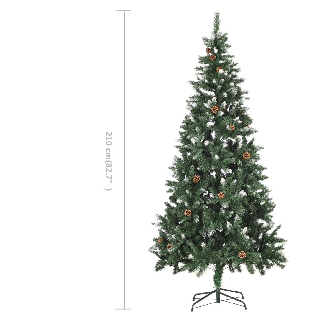 Künstlicher Weihnachtsbaum Kiefernzapfen Weißem Glitzer 210 cm