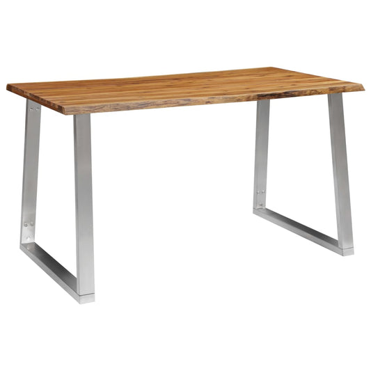 Esstisch 140×80×75 cm Akazie Massivholz und Edelstahl