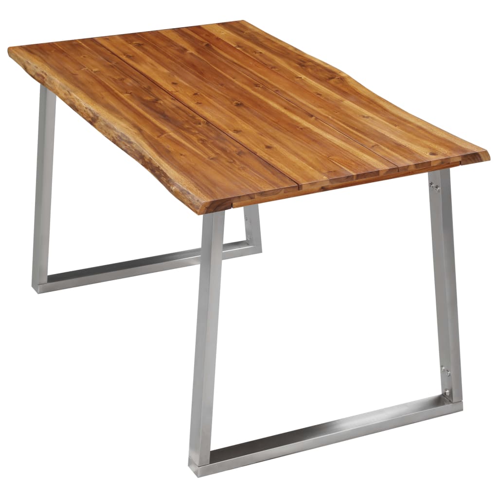 Esstisch 140×80×75 cm Akazie Massivholz und Edelstahl
