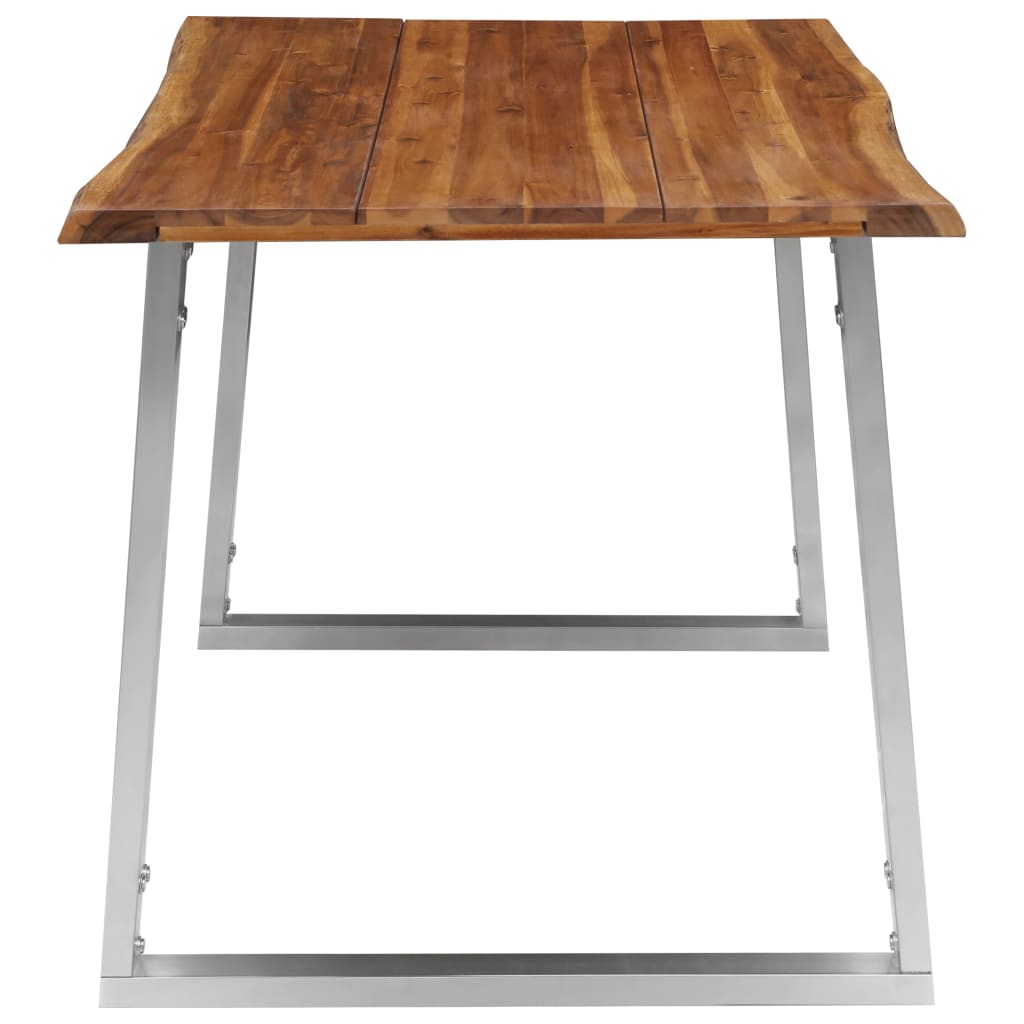 Esstisch 140×80×75 cm Akazie Massivholz und Edelstahl