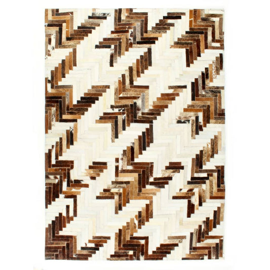 Teppich Echtes Kuhfell Patchwork 80×150cm Braun/Weiß