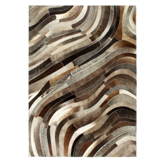 Teppich Echtes Kuhfell Patchwork 160×230cm Grau/Silbern
