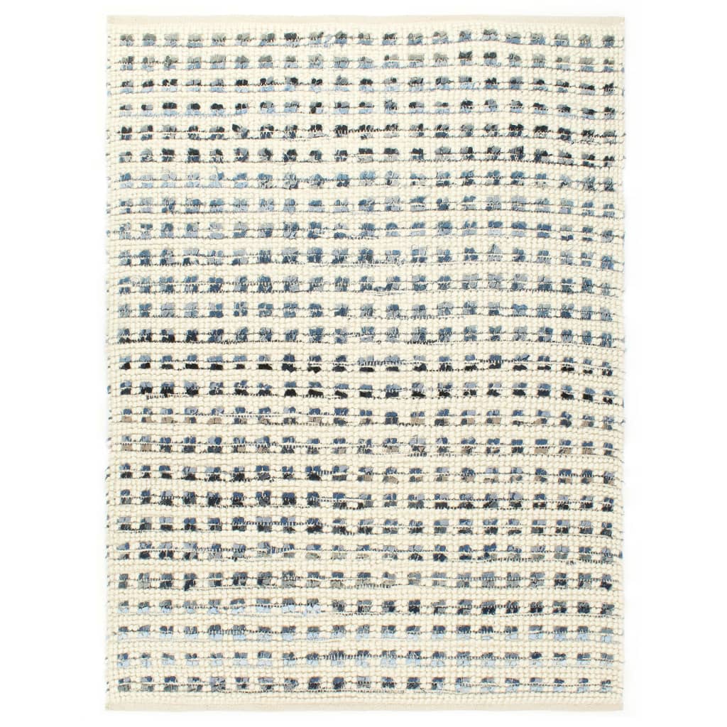Teppich Denim Wolle 120×170 cm Blau/Weiß