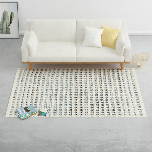 Teppich Denim Wolle 120×170 cm Blau/Weiß