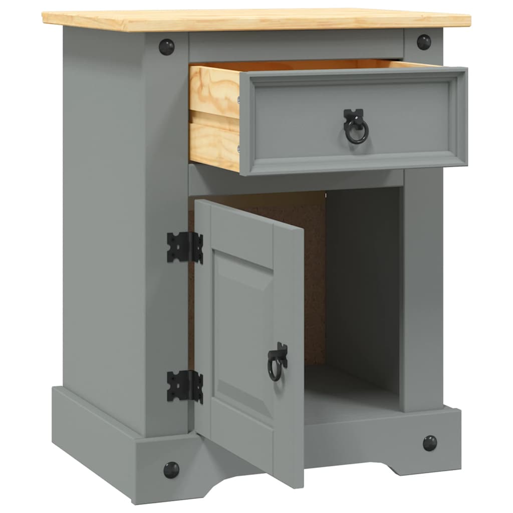 Nachttisch im Mexiko-Stil Corona Kiefernholz Grau 53x39x67 cm