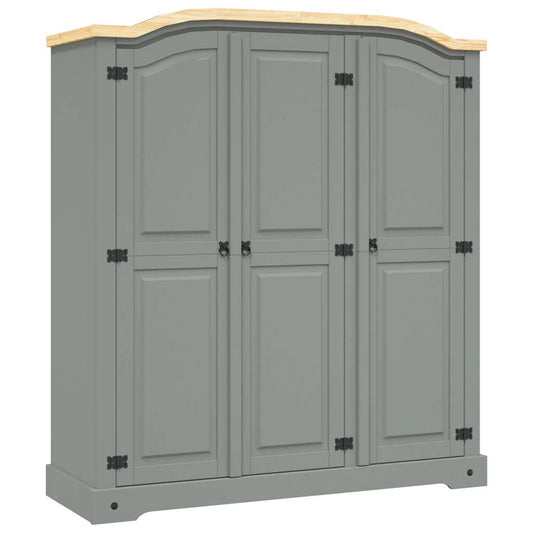 Wardrobe Mexican style pinewood 3 doors grey