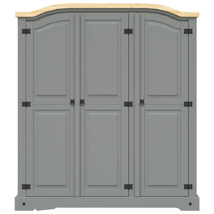Kleiderschrank Mexiko-Stil Kiefernholz 3 Türen Grau