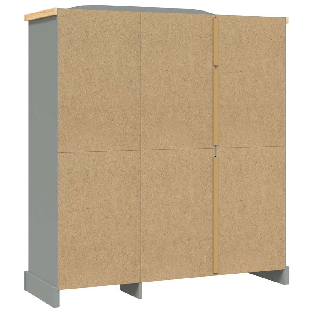 Kleiderschrank Mexiko-Stil Kiefernholz 3 Türen Grau