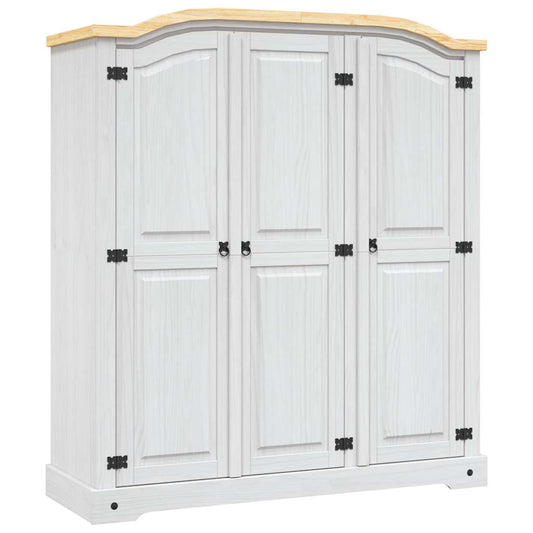 Wardrobe Mexican style pinewood 3 doors white