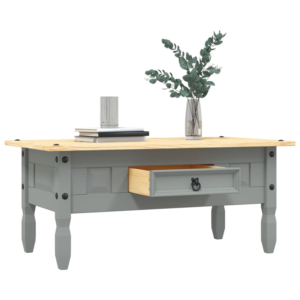 Table basse style mexicain en pin gris 100x55x44 cm