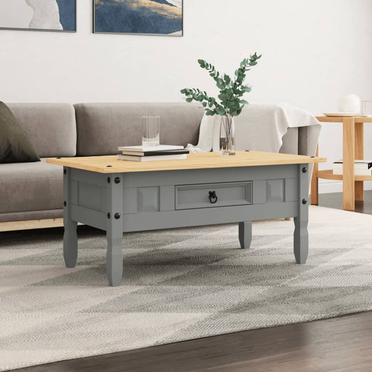 Table basse style mexicain en pin gris 100x55x44 cm