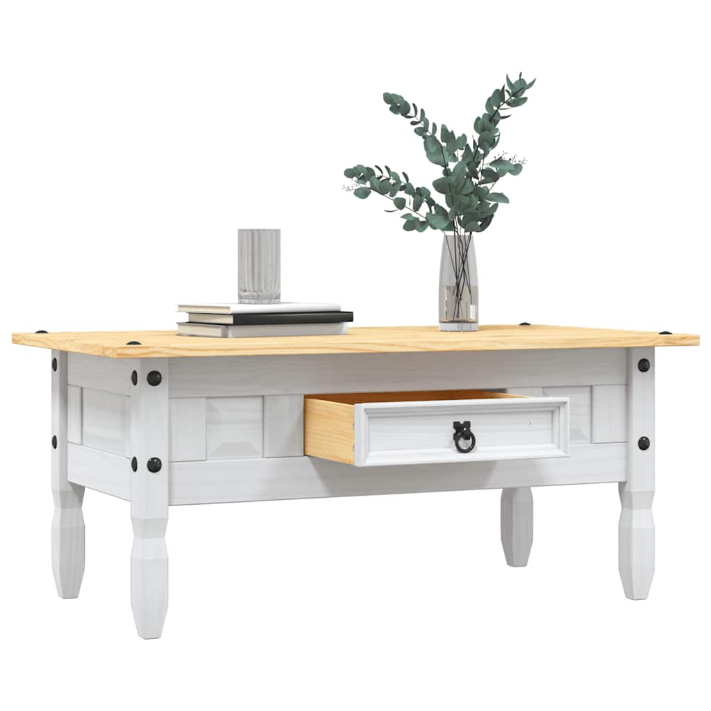 Table basse de style mexicain en pin blanc 100x55x44 cm