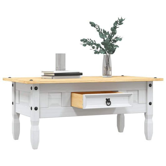Table basse de style mexicain en pin blanc 100x55x44 cm