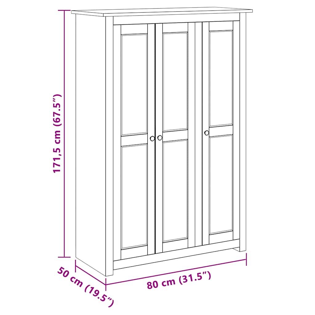 Kleiderschrank 3-Türig 118×50×171,5 cm Kiefer Panama Serie