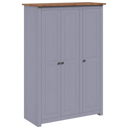 Kleiderschrank 3-Türig Grau 118×50×171,5 cm Kiefer Panama Serie