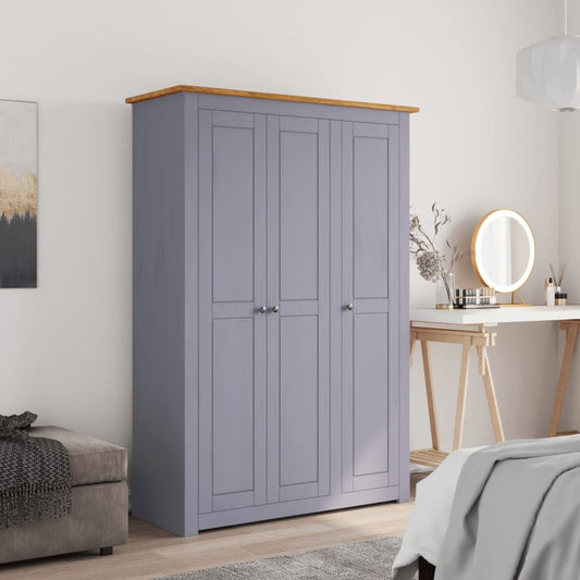 Wardrobe 3-door grey 118×50×171.5 cm pine Panama series