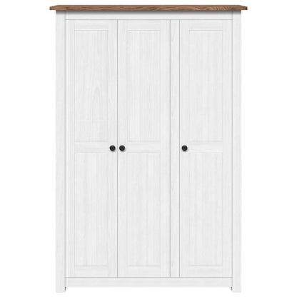 Kleiderschrank 3-Türig Weiß 118×50×171,5 cm Kiefer Panama Serie
