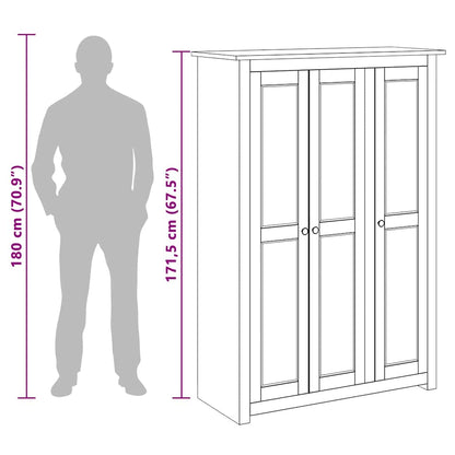 Kleiderschrank 3-Türig Weiß 118×50×171,5 cm Kiefer Panama Serie