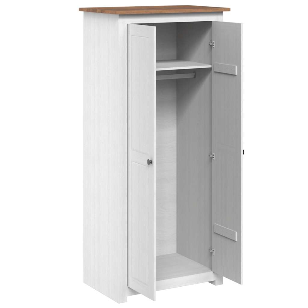Kleiderschrank Weiß 80×50×171,5 cm Kiefer Massiv Panama Serie