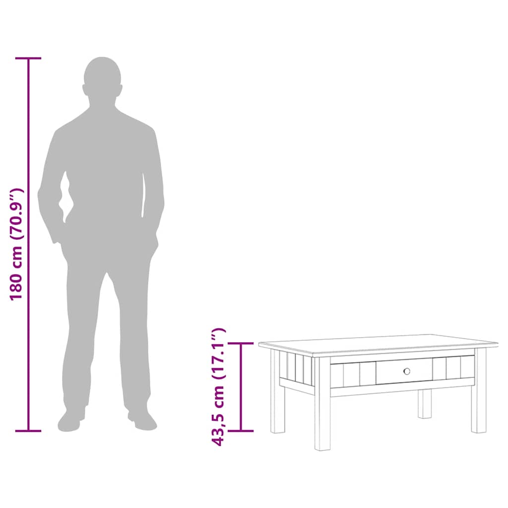 Couchtisch 100x60x43,5 cm Massivholz Panama-Kiefer