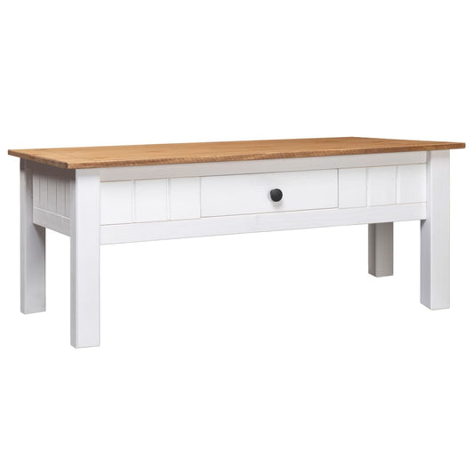 Table basse blanche 100x60x45 cm en pin massif du Panama