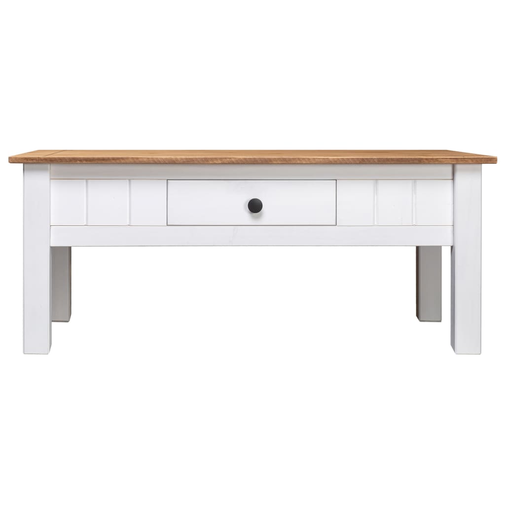 Table basse blanche 100x60x45 cm en pin massif du Panama
