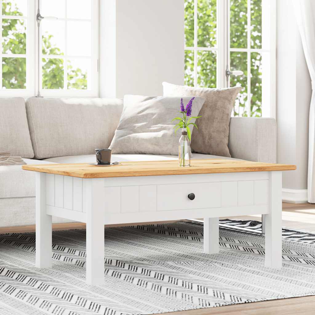 Couchtisch Weiß 100x60x43,5 cm Massivholz Panama-Kiefer
