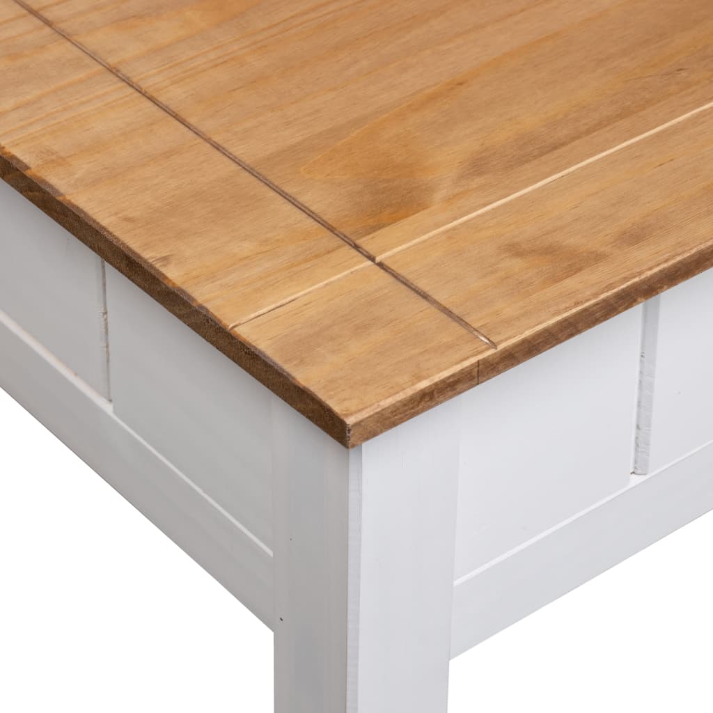 Table basse blanche 100x60x45 cm en pin massif du Panama