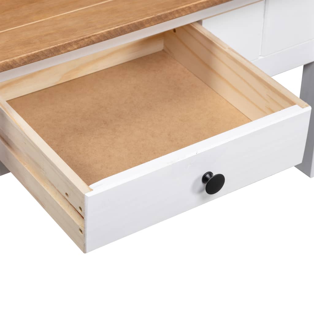 Table basse blanche 100x60x45 cm en pin massif du Panama