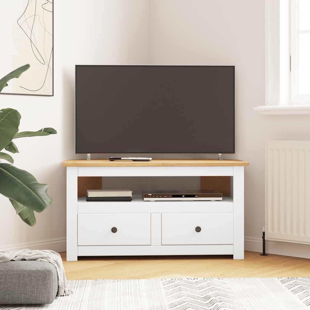 TV-Eckschrank Weiß 93 x 49 x 49 cm Massivholz Panama-Kiefer