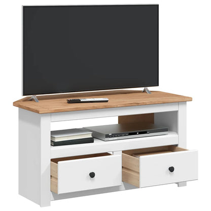 TV-Eckschrank Weiß 93 x 49 x 49 cm Massivholz Panama-Kiefer