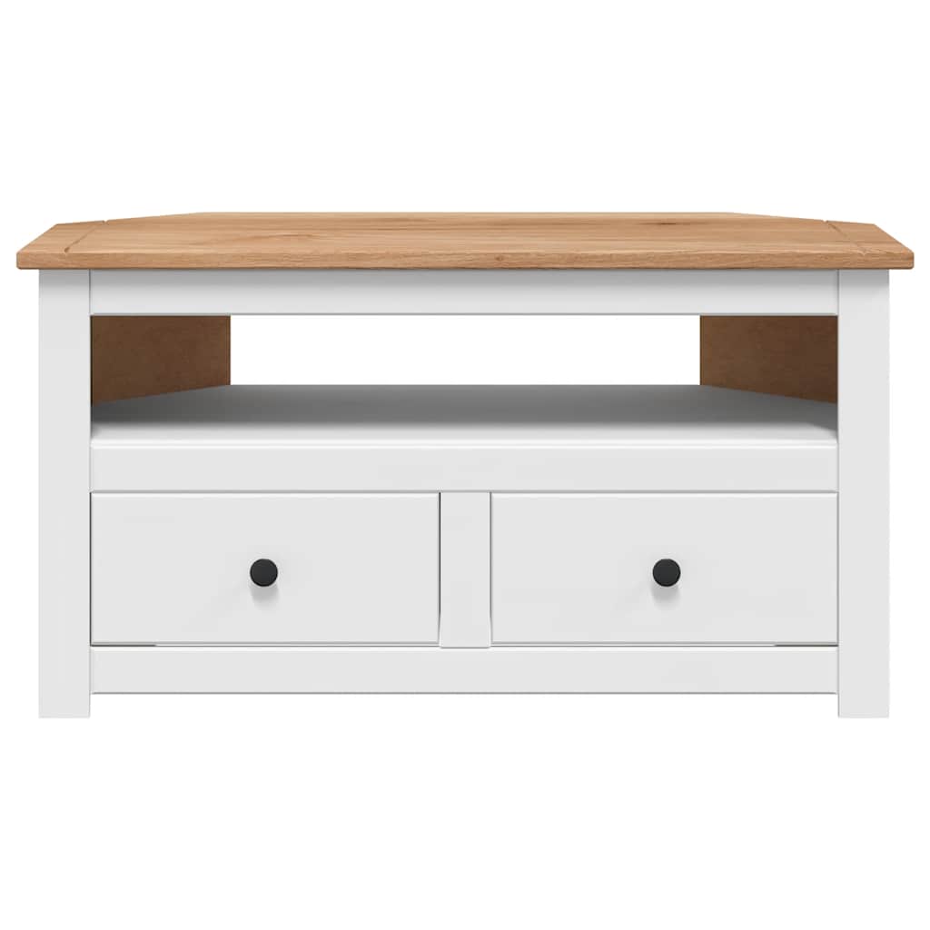 TV-Eckschrank Weiß 93 x 49 x 49 cm Massivholz Panama-Kiefer