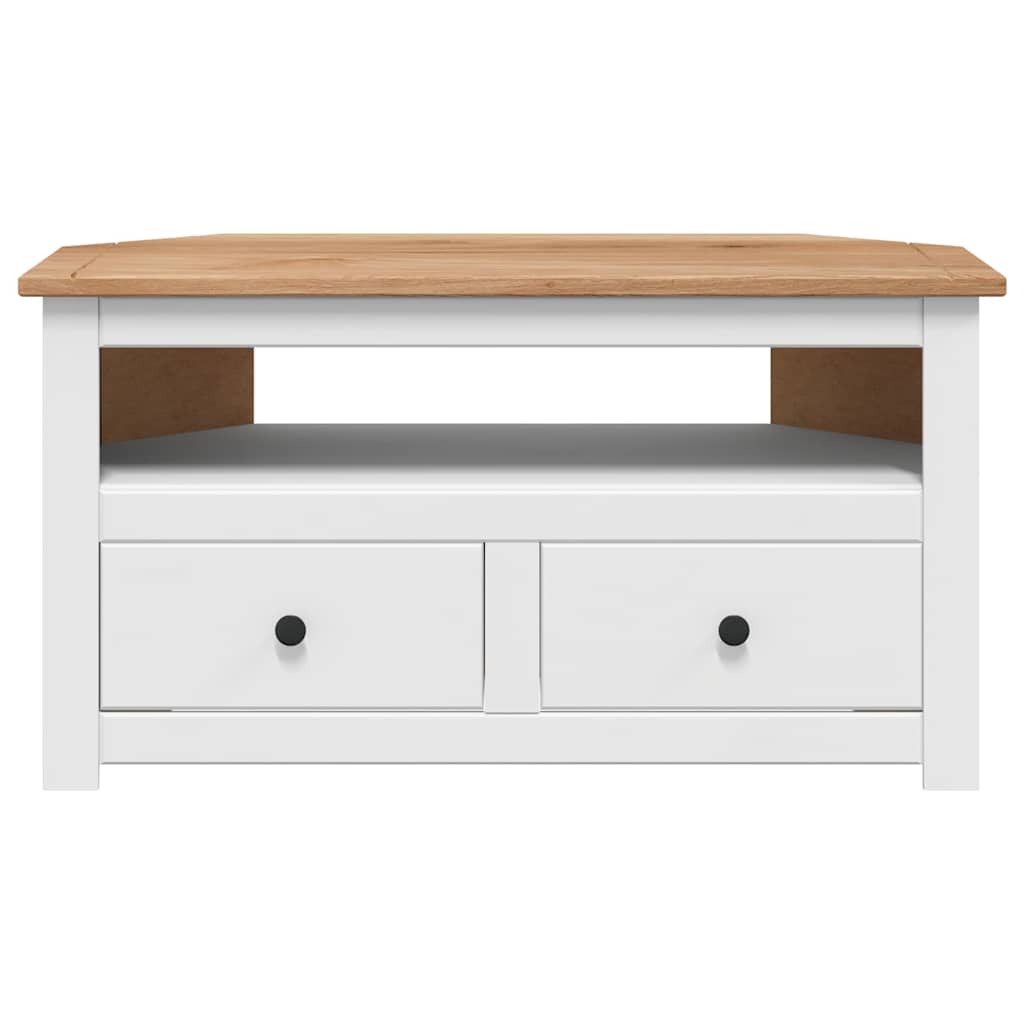 TV-Eckschrank Weiß 93 x 49 x 49 cm Massivholz Panama-Kiefer