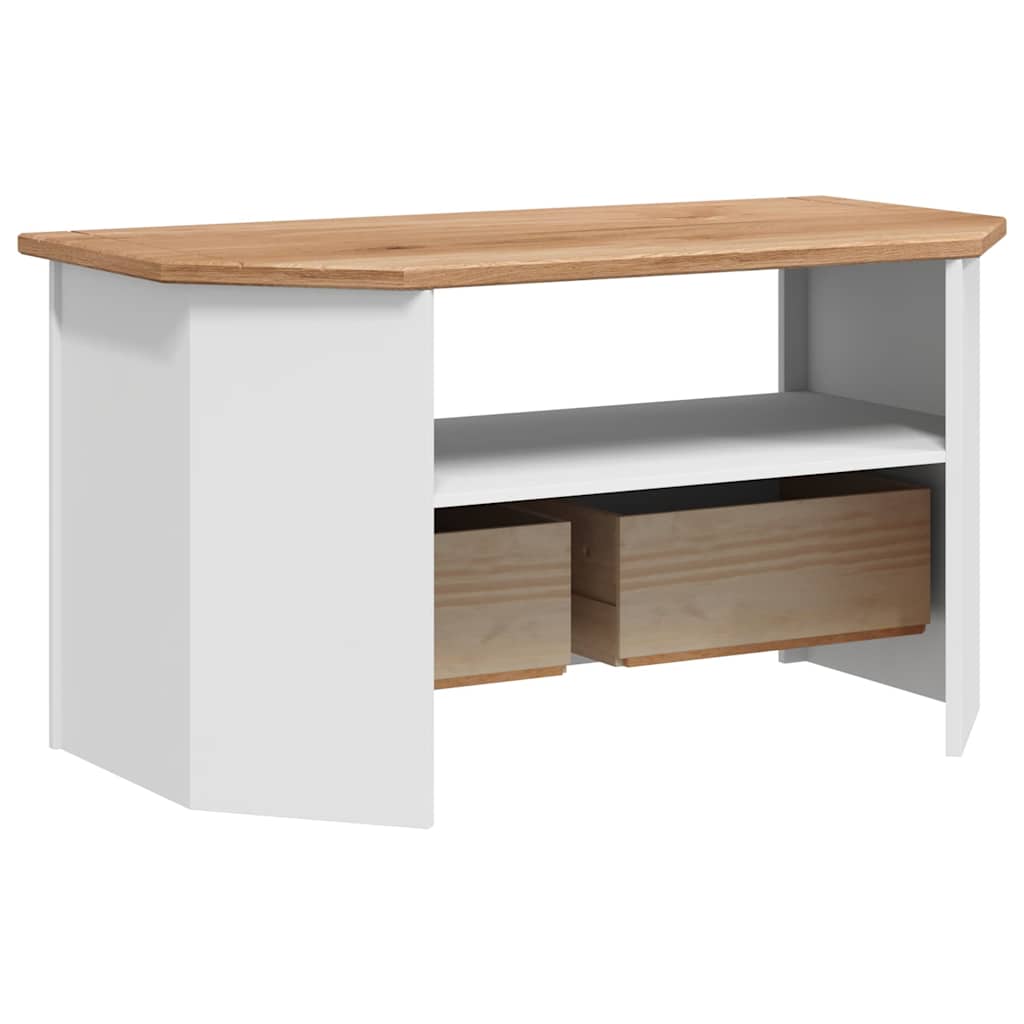 TV-Eckschrank Weiß 93 x 49 x 49 cm Massivholz Panama-Kiefer