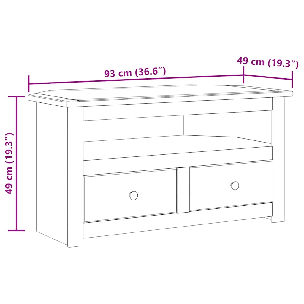 TV-Eckschrank Weiß 93 x 49 x 49 cm Massivholz Panama-Kiefer