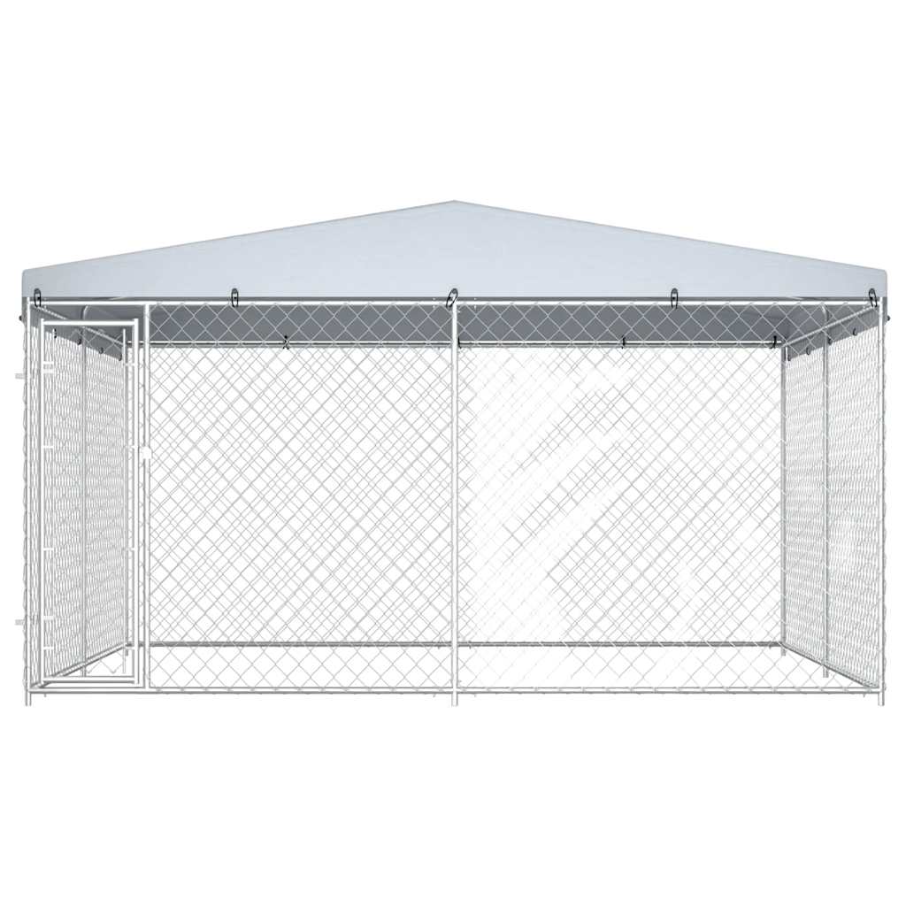 Outdoor-Hundezwinger mit Überdachung 382x382x225 cm
