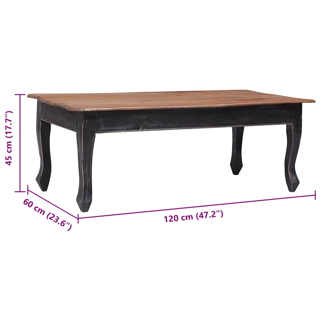 Couchtisch Schwarz 120 x 60 x 45 cm Massivholz Mahagoni
