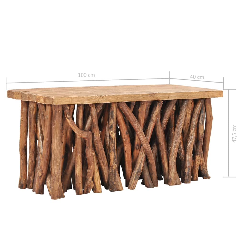 Couchtisch 100x40x47,5 cm Massives Altholz und Teakholz