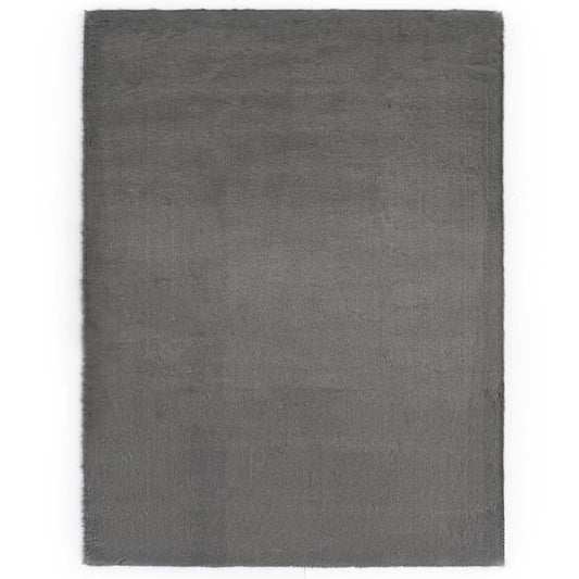 Teppich 80 x 150 cm Kunstkaninchenfell Dunkelgrau