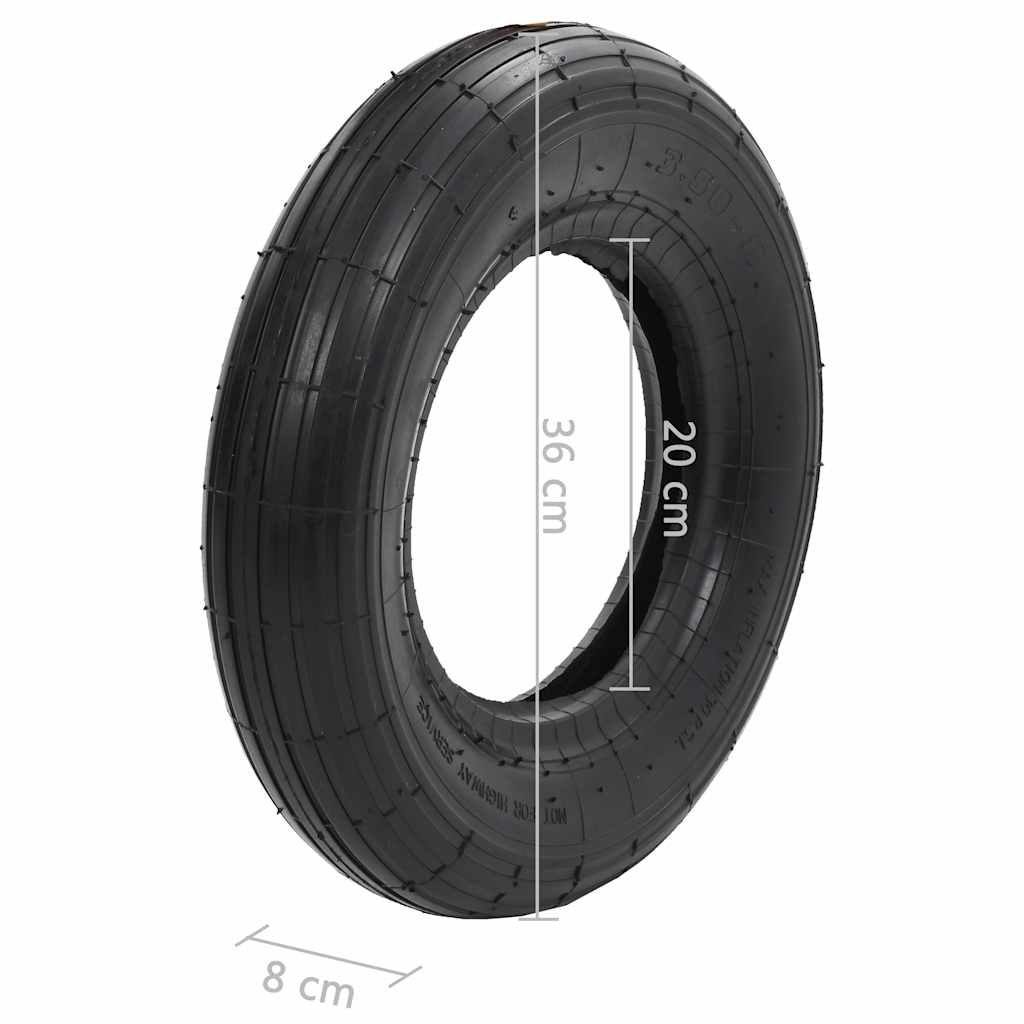 4-tlg. Schubkarrenreifen und Schlauch-Set 3.50-8 4PR Gummi
