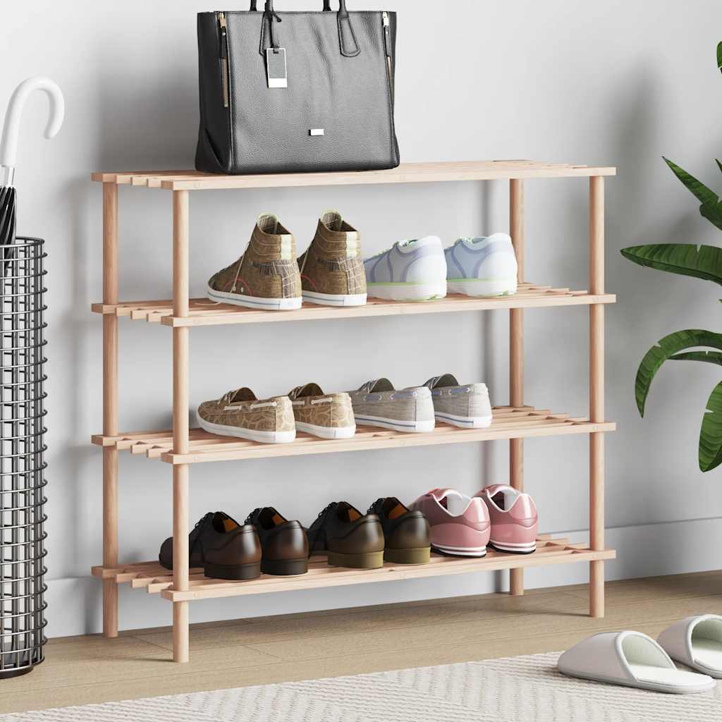 Schuhregal mit 4 Böden Massivholz Tanne
