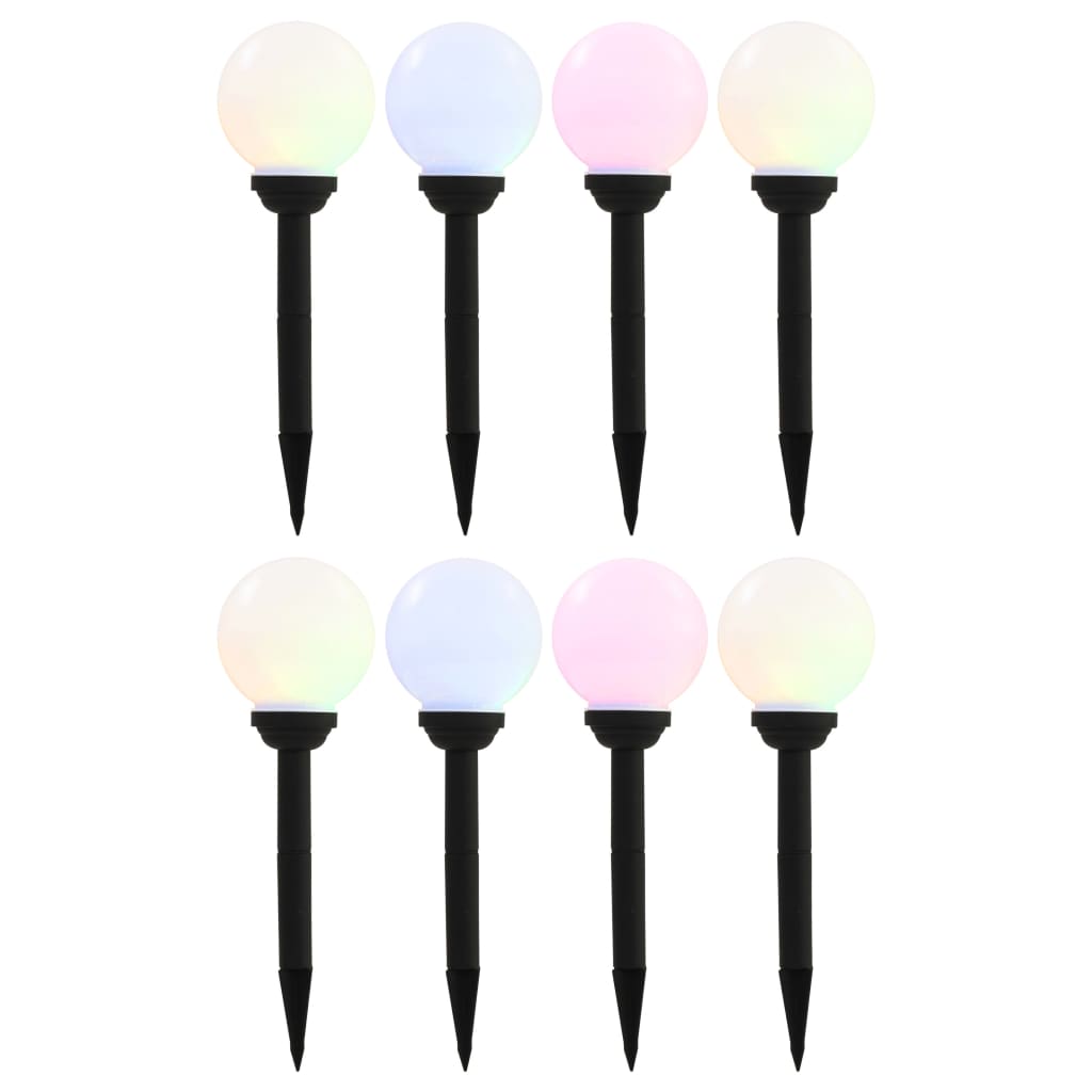 Outdoor solar lights 8 pcs. LED ball 15 cm RGB