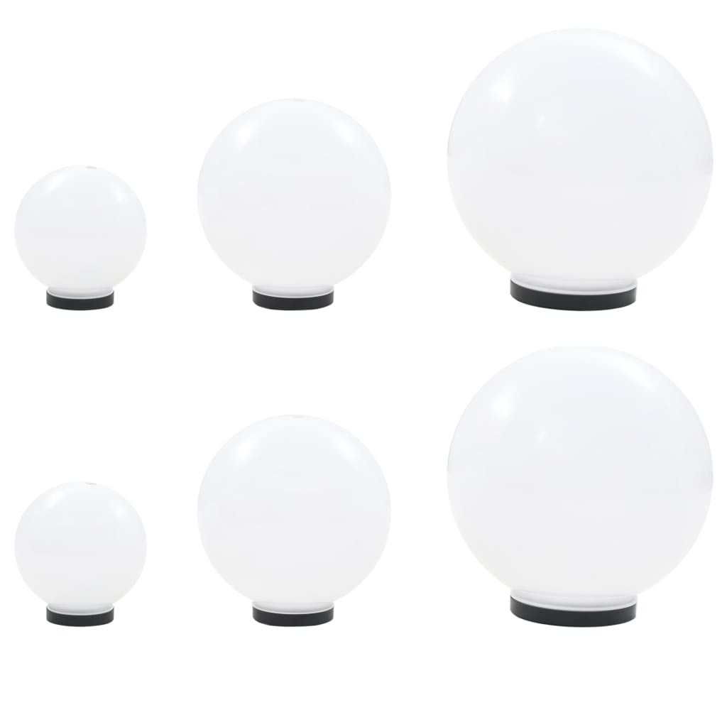 Lot de 6 lampes de jardin à LED sphériques 20/30/40 cm PMMA