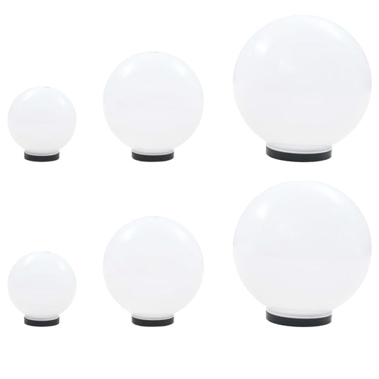 Lot de 6 lampes de jardin à LED sphériques 20/30/40 cm PMMA