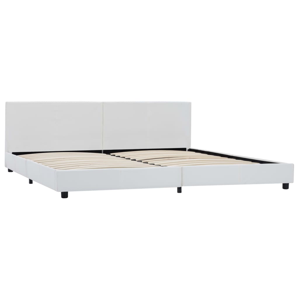 Bettgestell Weiß Kunstleder 180x200 cm